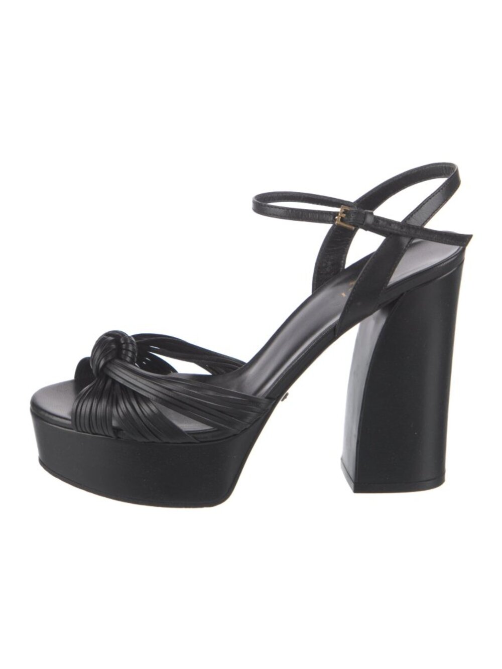 Gucci Allie Knotted Platform Sandals Black High Heel Size 37